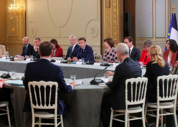 French President Emmanuel Macron chairs the first cabinet meeting since reelection in Paris