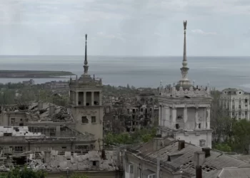 The destroyed city of Mariupol, seen on May 10, 2022