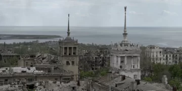 The destroyed city of Mariupol, seen on May 10, 2022