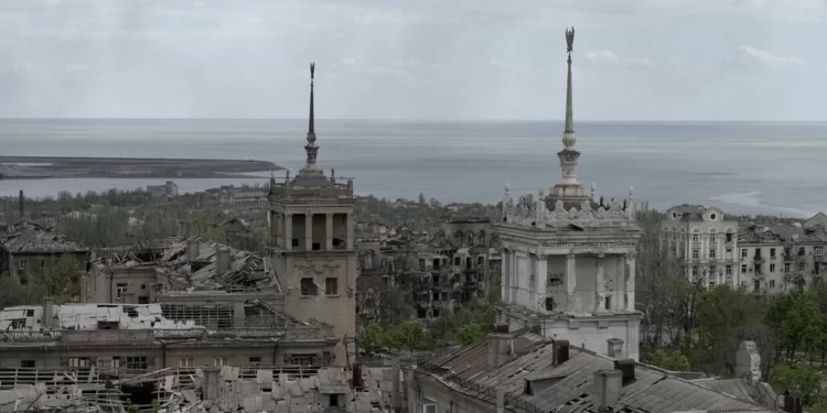 The destroyed city of Mariupol, seen on May 10, 2022
