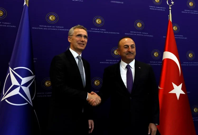 NATO Secretary-General Jens Stoltenberg and Turkish Foreign Minister Mevlut Cavusoglu [File: Umit Bektas/Reuters]