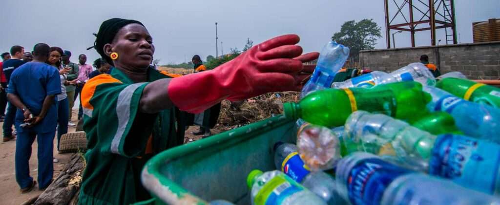 woman plastic waste lagos nigeria