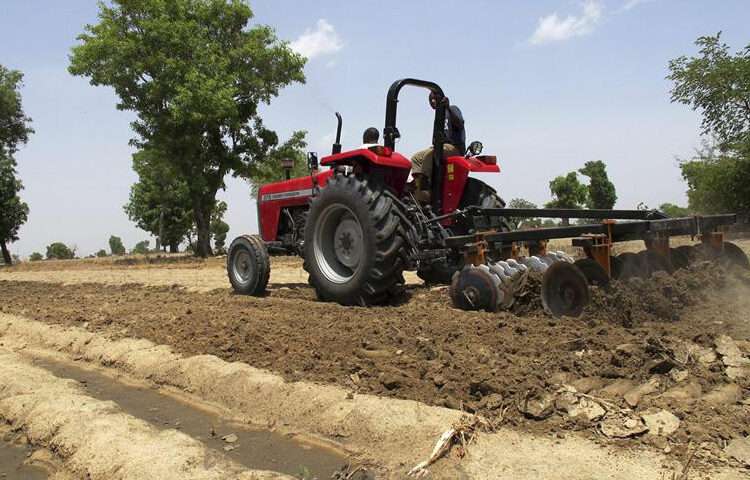 Farmer ploughing the field
