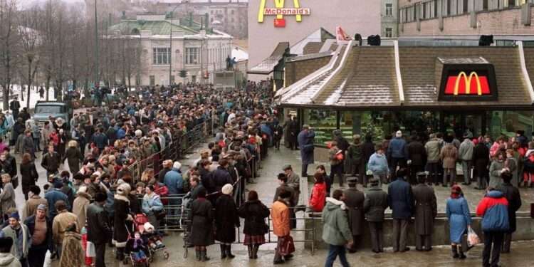 The first McDonald's in Moscow drew a huge crowd on its opening day in January 1990