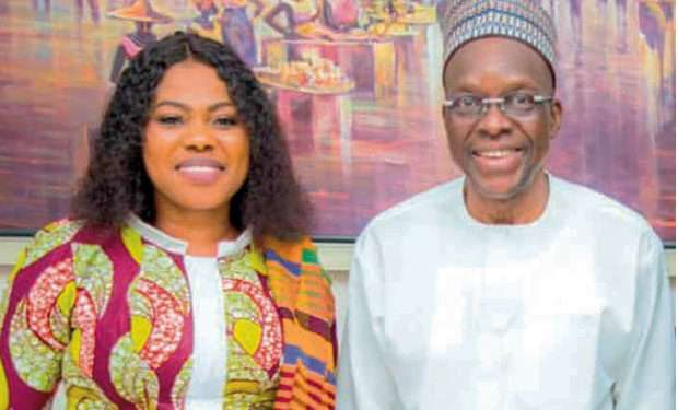 Emelia Arthur in a pose with Alban Bagbin