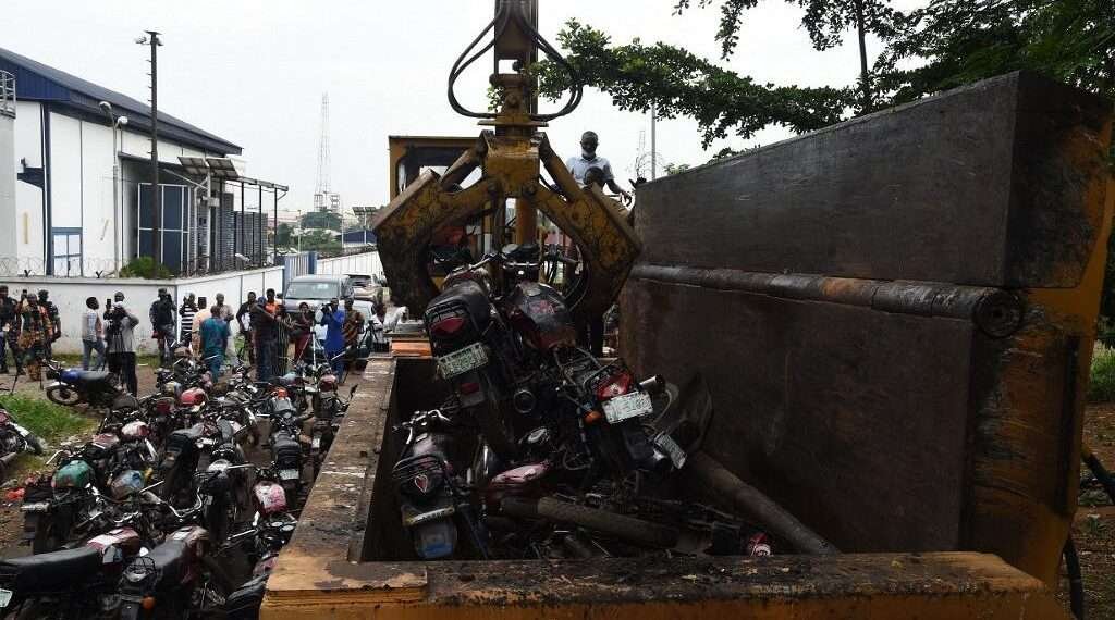 Nigeria Crushes Over 2,000 Motorcycle Taxis In Lagos 1 Nigeria Crushes 2,000 Motorcycle Taxis In Lagos