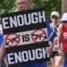 Tens of thousands of protesters rallied across the US on Saturday to call for stricter gun laws