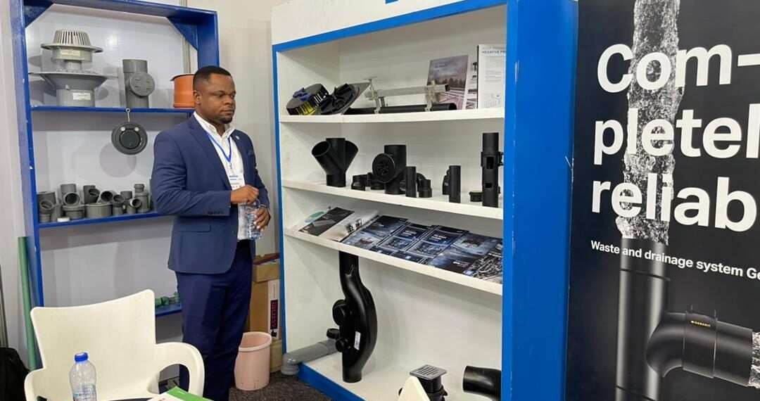 Geberit International Calls for Collaboration from Construction and Building Industry Players 1 Pictured at the exhibition stand, Country Liaison of Geberit, Mr. Abladey Ayenor