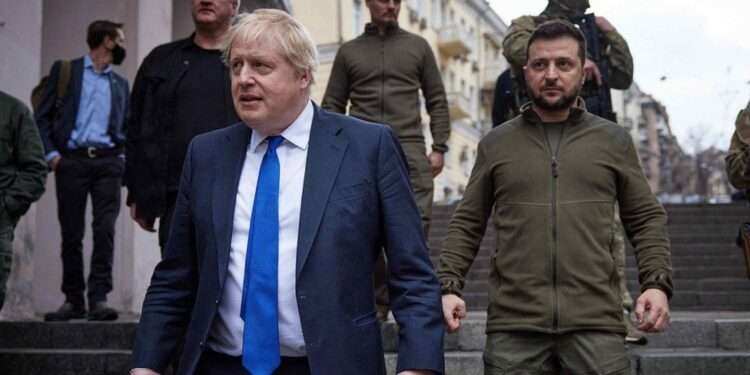 Boris Johnson and Volodymyr Zelenskyy