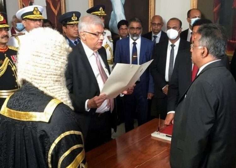 Sri Lanka Swears new President Into Office 1 Ranil Wickremesinghe was sworn in as the new president of Sri Lanka by the Chief Justice in parliament
