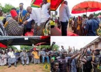 President Akufo-Addo has been conferred with the chieftaincy title of “Yelemanga Naa”, to wit, “Chief of Truth” at a brief durbar in Issa by the Chiefs and people of Daffiama-Bussie-Issa Traditonal Area.