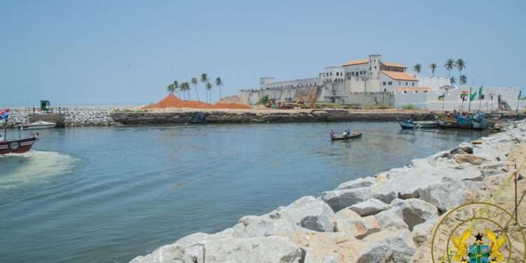President Akufo-Addo has inspected an ongoing work on the construction of the Elmina Fishing Harbour, as part of his 2-day working visit of the Central Region.