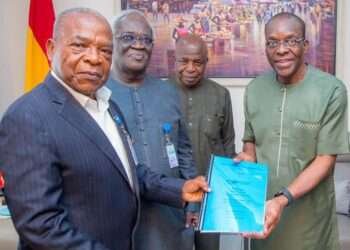 Bagbin Receives Draft on Parliamentary Transitions 1 Speaker of Parliament, Rt. Hon. Bagbin receiving the draft bill from Nana Ato Dadzie
