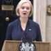 Liz Truss delivering her resignation speech