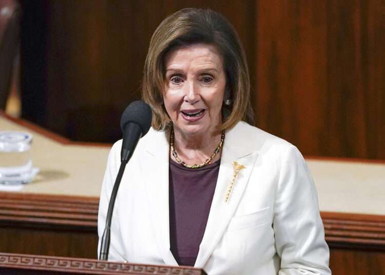 House Speaker Nancy Pelosi of Calif., speaks on the House floor at the Capitol in Washington Thursday, Nov. 17, 2022. (AP Photo/Carolyn Kaster)