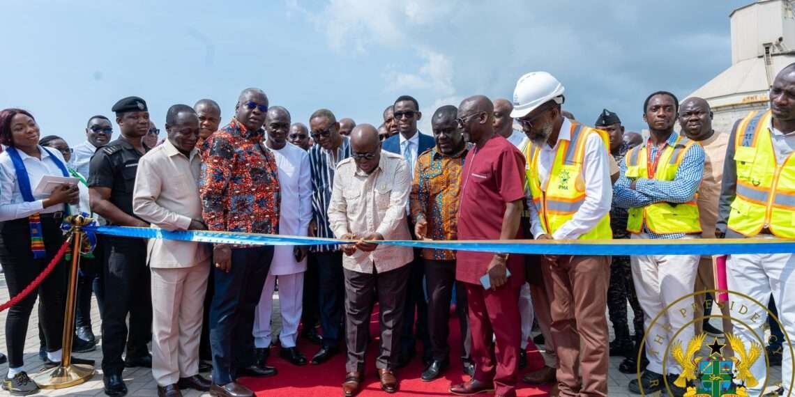 <strong>President Akufo-Addo Commissions Container Terminals, Dry Dock At Takoradi Harbour</strong> 1 President Akufo-Addo has commissioned a new state-of-the-art Dry Bulk Terminal and the Atlantic Terminal Services Multipurpose Container Terminal, as well as the Prime Meridian Dock Company’s Floating Dry-dock at the Takoradi Harbour in the Western region.