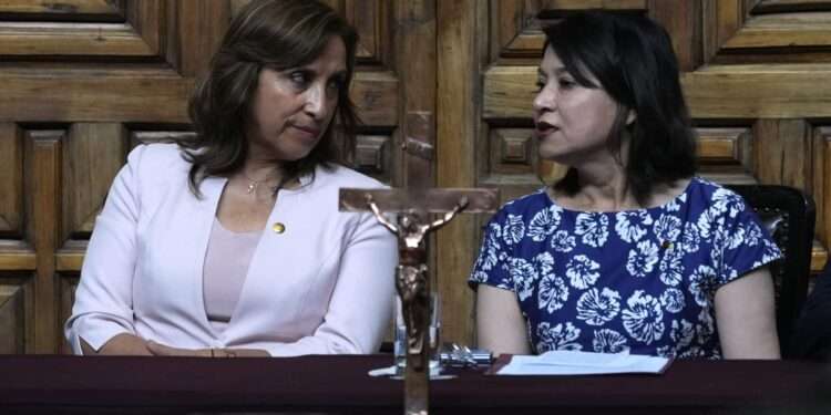 <strong>Peru’s Congress Endorses Plan To Hold Early Elections</strong> 1 President Dina Boluarte and Ana Cecilia Gervasi