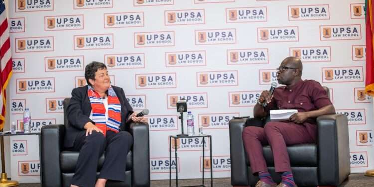 UPSA Law School Hosts Maiden Edition Of The Diplomatic Dialogue Series 1 H.E Virginia Palmer and Prof. Kofi Abotsi, Dean of UPSA Law school