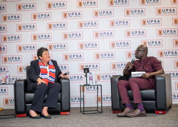 UPSA Law School Hosts Maiden Edition Of The Diplomatic Dialogue Series 1 H.E Virginia Palmer and Prof. Kofi Abotsi, Dean of UPSA Law school