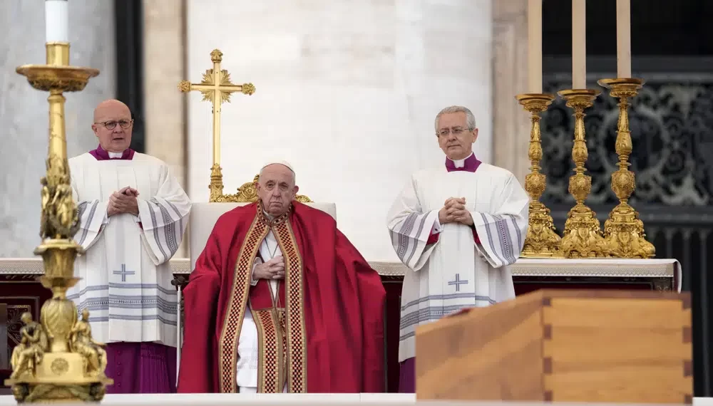 <strong>Pope Francis Pays Homage to Benedict XVI</strong> 1 Pope Francis sits by the coffin of late Pope Emeritus Benedict XVI St. Peter's Square during a funeral mass at the Vatican, Thursday, Jan. 5, 2023