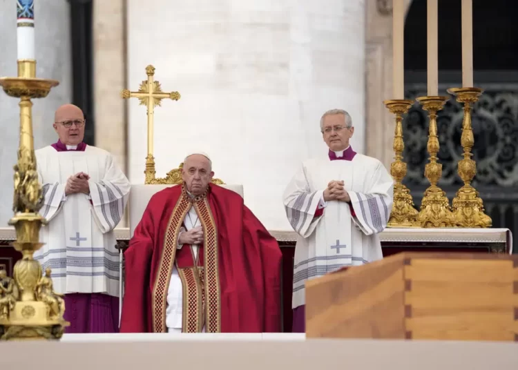 <strong>Pope Francis Pays Homage to Benedict XVI</strong> 1 Pope Francis sits by the coffin of late Pope Emeritus Benedict XVI St. Peter's Square during a funeral mass at the Vatican, Thursday, Jan. 5, 2023