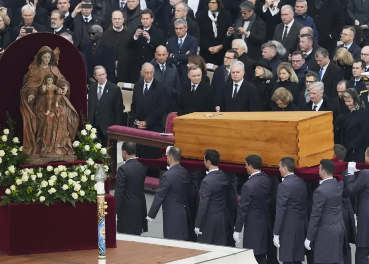 <strong>Pope Benedict XVI Laid To Rest</strong> 1 The coffin of late Pope Emeritus Benedict XVI is carried after a funeral mass at St. Peter's Square at the Vatican, Thursday, Jan. 5, 2023