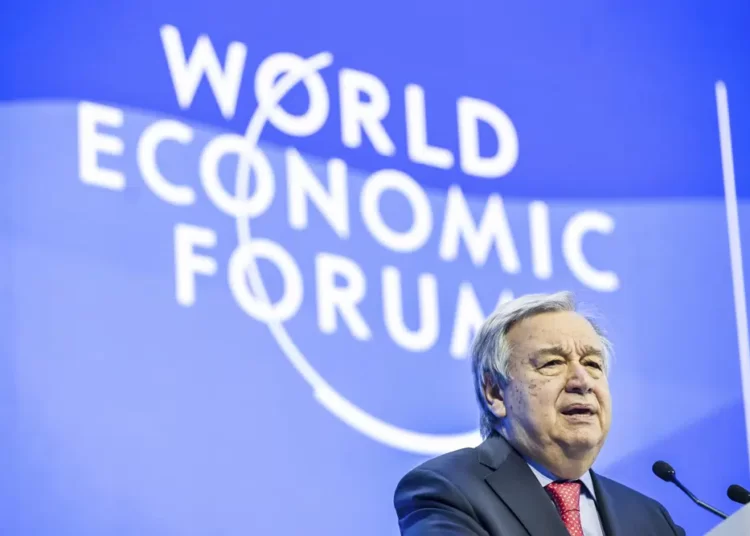 <strong>The World Is In A “Sorry State”- U.N. Secretary-General</strong> 1 United Nations Secretary-General, Antonio Guterres speaks during the 53rd annual meeting of the World Economic Forum, WEF, in Davos, Switzerland, Wednesday, Jan. 18, 2023.