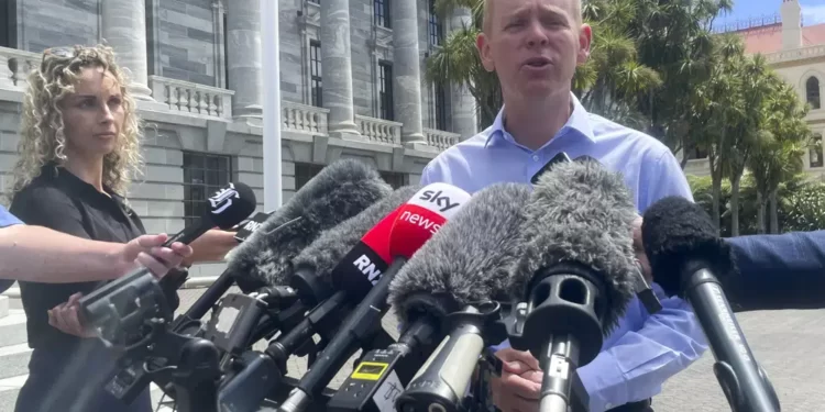 <strong>New Zealand: Education Minister To Become Next Prime Minister</strong> 1 New Zealand Education Minister Chris Hipkins talks to reporters outside parliament in Wellington, New Zealand, Saturday, Jan. 21, 2023.