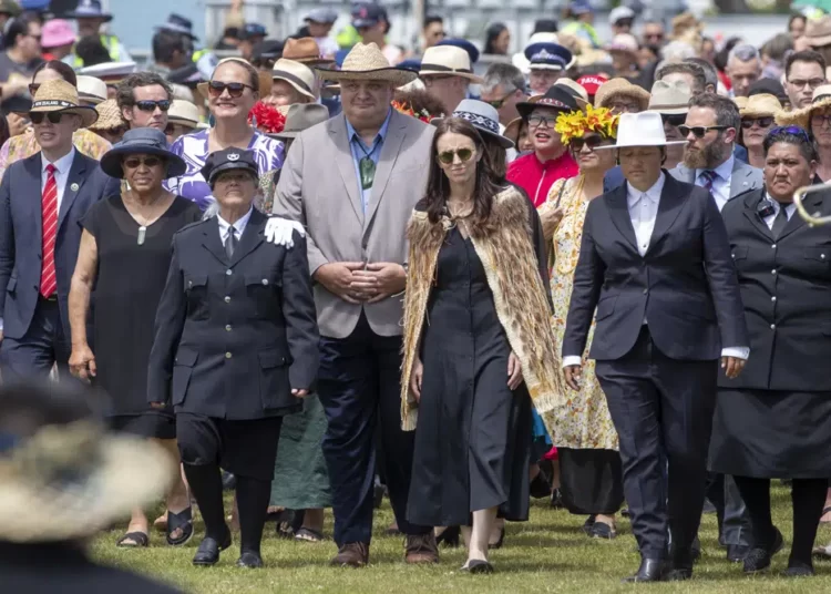 <strong>Ardern Makes Final Public Appearance As Prime Minister</strong> 1 New Zealand Prime Minister Jacinda Ardern, center, and her caucus arrive at Ratana, New Zealand, Tuesday, Jan. 24, 2023