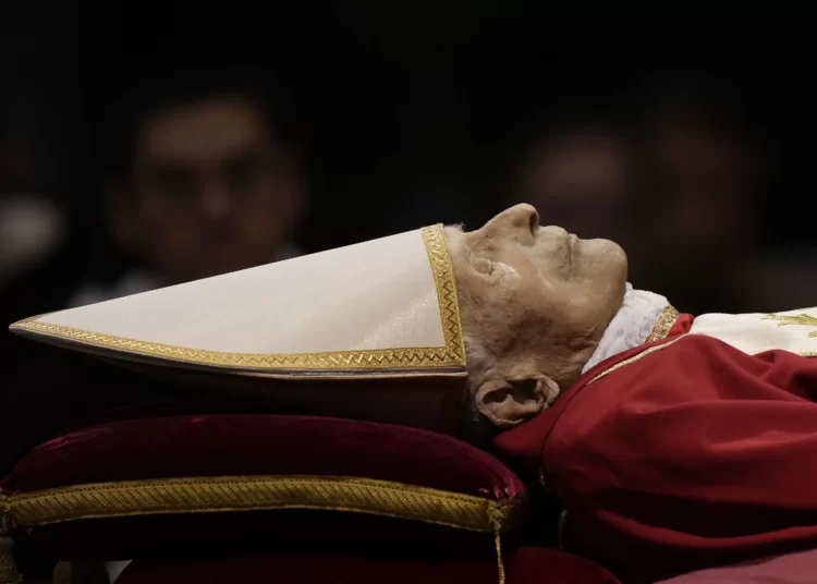 <strong>Pope Benedict XVI Laid In State At Vatican</strong> 1 The body of late Pope Emeritus Benedict XVI laid out in state inside St. Peter's Basilica at The Vatican, Monday, Jan. 2, 2023.