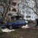 The site where a helicopter crashed in the town of Brovary, Ukraine, on January 18, 2023.
