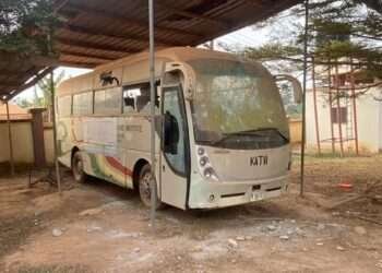 Vandalised school bus.