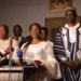 Burkina Faso Foreign Minister Olivia Rouamba (C) speaks during a joint news conference with her counterparts from Guinea and Mali, in Ouagadougou