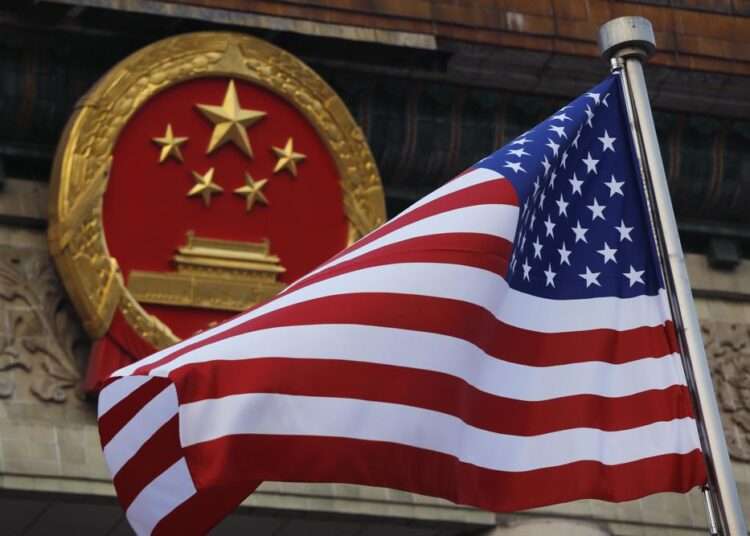 <strong>Blinken’s Cancelled Trip Downplayed By China</strong> 1 An American flag is flown next to the Chinese national emblem during a welcome ceremony at the Great Hall of the People in Beijing, Nov. 9, 2017