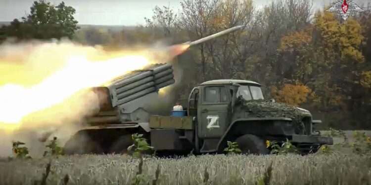 <strong>Eurojust To Support Probes Into </strong><strong>Crime Of Aggression In Ukraine Invasion</strong> 1 This handout photo taken from video released by Russian Defense Ministry Press Service on Oct. 4, 2022, shows a Grad multiple rocket launcher firing at Ukrainian troops at an undisclosed location.