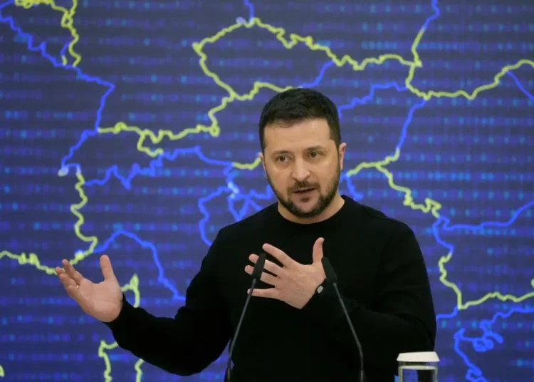<strong>Zelenskyy To Visit UK For First Time Since Russia’s Invasion</strong> 1 Ukrainian President Volodymyr Zelenskyy addresses a media conference after the EU-Ukraine summit in Kyiv, Ukraine, Friday, Feb. 3, 2023.