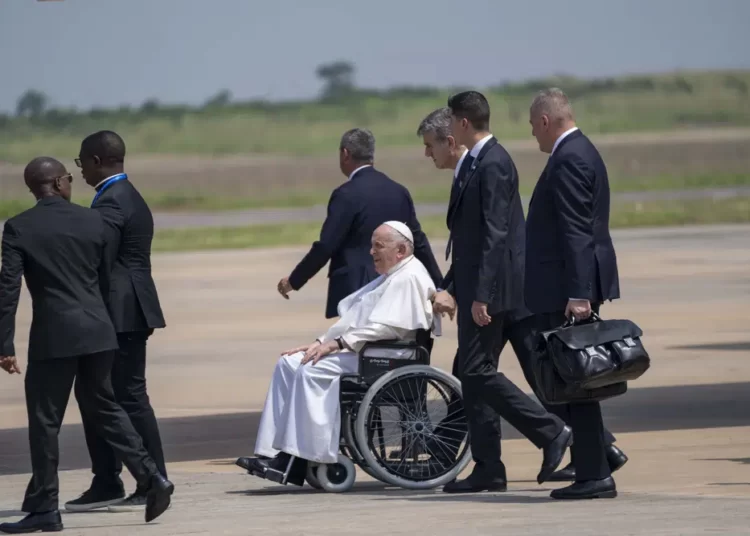 Pope Francis departs for South Sudan from Kinshasa, Congo, Friday Feb. 3 2023