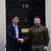 Britain's Prime Minister Rishi Sunak, left, welcomes Ukraine's President Volodymyr Zelenskyy at Downing Street in London, Wednesday, Feb. 8, 2023.