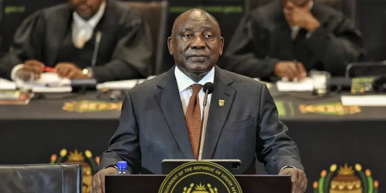 President Ramaphosa Declares State of Disaster to Address Energy Crisis 1 South African President, Cyril Ramaphosa, delivers his State of the Nation address to MP's in Cape Town, South Africa, City Hall
