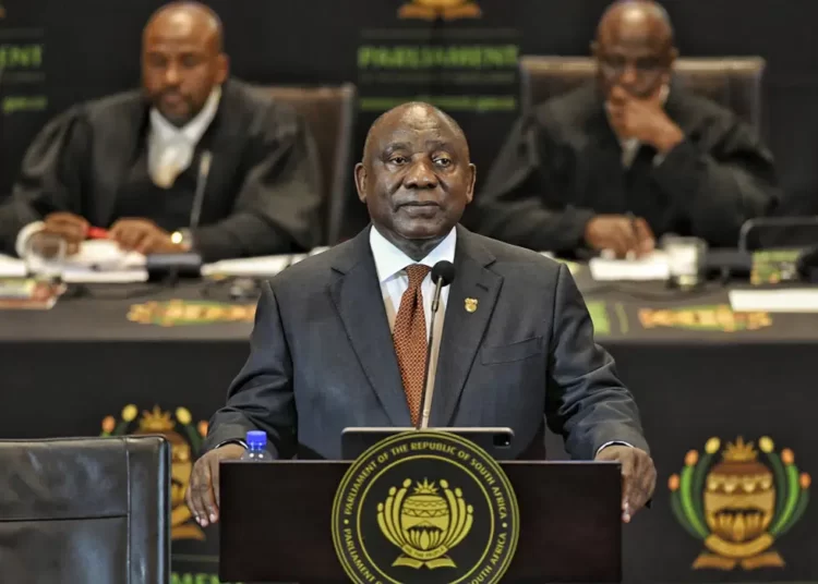President Ramaphosa Declares State of Disaster to Address Energy Crisis 1 South African President, Cyril Ramaphosa, delivers his State of the Nation address to MP's in Cape Town, South Africa, City Hall