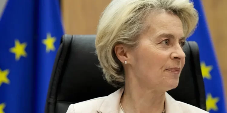 European Commission President Ursula von der Leyen as EU Pauses Trump Tariff Countermeasures For 90 Days