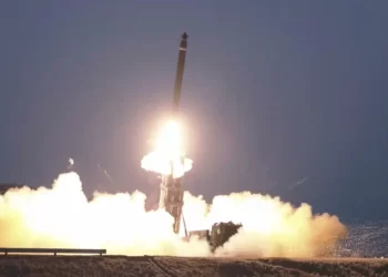 This image made from video broadcasted by North Korea's KRT shows what it says is a ballistic missile being launched from an undisclosed location in North Korea, Monday, Feb. 20, 2023.