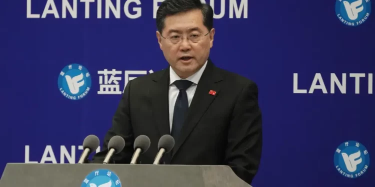 China Wants To Play A Role In Settlement Of Russia-Ukraine Crisis- Chinese Foreign Minister 1 Chinese Foreign Minister Qin Gang delivers a speech during the Lanting Forum on the Global Security Initiative: China's Proposal for Solving Security Challenges held at the Ministry of Foreign Affairs office in Beijing, Tuesday, Feb. 21, 2023.