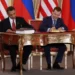 President Barack Obama, left, and Russian President Dmitry Medvedev sign the New START treaty at the Prague Castle in Prague on April 8, 2010.