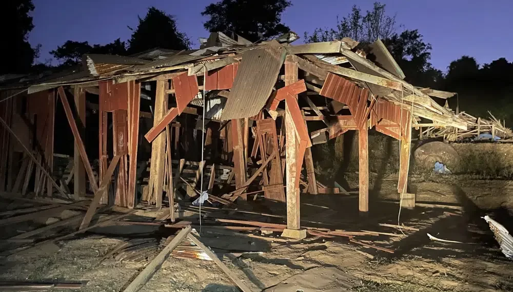 <strong>Myanmar’s Military Is Increasing Airstrikes – Rights Group</strong> 1 This photo provided by the Free Burma Rangers shows remains of a destroyed village school in Lay Wah, one of the villages in Karen state's Mutraw district, Myanmar