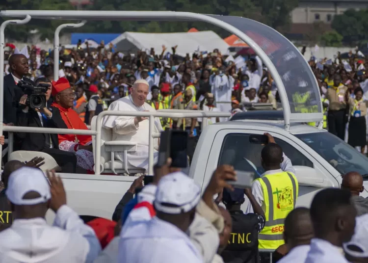 <strong>Pope Francis Urges People Of DR Congo To Forgive</strong> 1 Pope Francis arrives at Ndolo airport to celebrate Holy Mass, in Kinshasa, Congo
