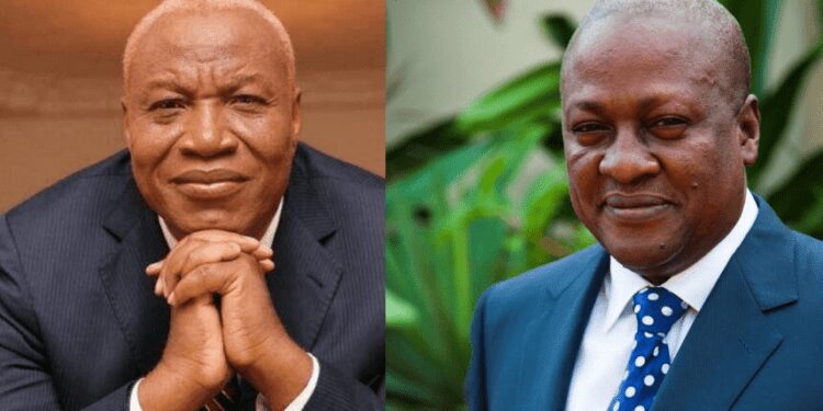 Collage of  Prof Joshua Alabi (left) and former John Mahama (right)