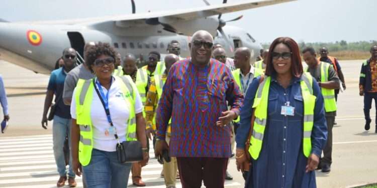 Team GACL, during the Transport Minister's Visit to Ho Airport with the GACL MD on the far right