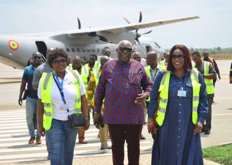 Team GACL, during the Transport Minister's Visit to Ho Airport with the GACL MD on the far right