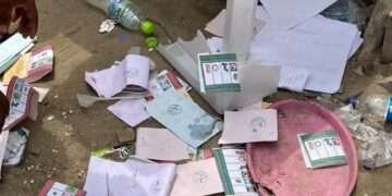 A photo of an electoral violence scene in Lagos on Saturday, February 25, 2023.